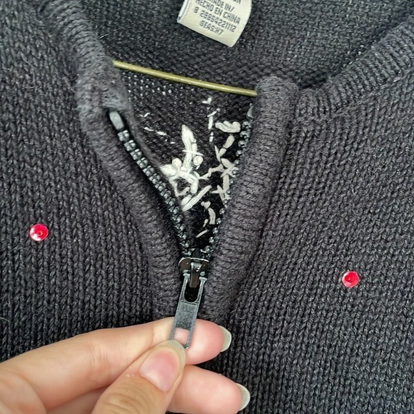 Classic elements vintage vtg beaded snowflake black Santa ugly Christmas sweater - Picture 7 of 16